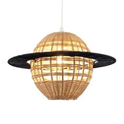 Rackhams Saturn Planet Childrens Pendant Light Shade in Brown and Black Rattan - thumbnail 3