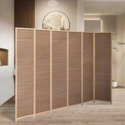 Rackhams Brown Bamboo Woven 6-Panel Folding Room Divider - thumbnail 2