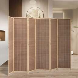 Rackhams Brown Bamboo Woven 6-Panel Folding Room Divider - thumbnail 1