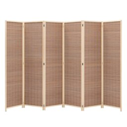Rackhams Brown Bamboo Woven 6-Panel Folding Room Divider - thumbnail 5