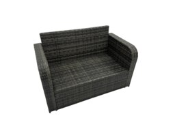 Rackhams Rattan Garden Outdoor Furniture Set Love Sofa Square Coffee Table Set with 4 Stools Dark Grey Mixed - thumbnail 4