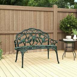 Rackhams Garden Bench Porch Park Chair Seater Antique Rose Style Cast Aluminium - thumbnail 1