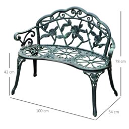Rackhams Garden Bench Porch Park Chair Seater Antique Rose Style Cast Aluminium - thumbnail 6