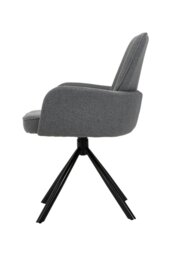 Rackhams Grey Linen Modern Swivel Chair with Black Legs - Grey - thumbnail 6