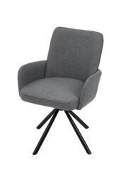 Rackhams Grey Linen Modern Swivel Chair with Black Legs - Grey - thumbnail 3