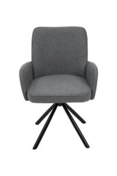 Rackhams Grey Linen Modern Swivel Chair with Black Legs - Grey - thumbnail 4