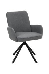 Rackhams Grey Linen Modern Swivel Chair with Black Legs - Grey