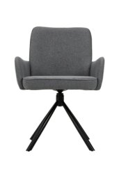 Rackhams Grey Linen Modern Swivel Chair with Black Legs - Grey - thumbnail 5