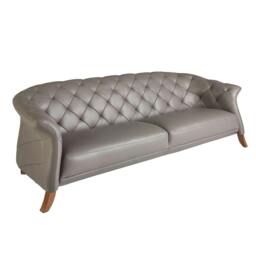 Rackhams Chester sofa in grey leather 6187/6188 - 262 x 104 x 82 - 3 - thumbnail 1