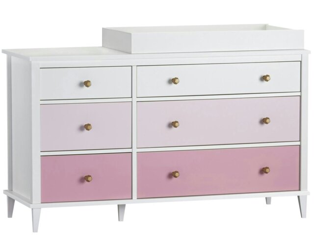 Rackhams Poppy 6 DRW Dresser with Changer White/Pink - White - image 1