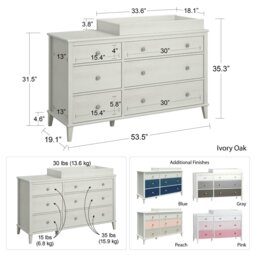 Rackhams Poppy 6 DRW Dresser with Changer White/Pink - White - thumbnail 3