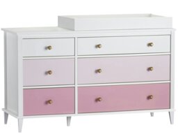 Rackhams Poppy 6 DRW Dresser with Changer White/Pink - White - thumbnail 1