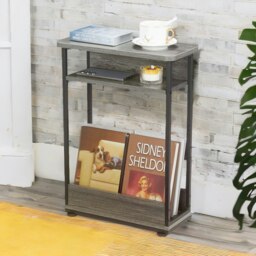 Rackhams Industrial Rustic 3 Tier Side Table With Magazine Rack Grey - thumbnail 5