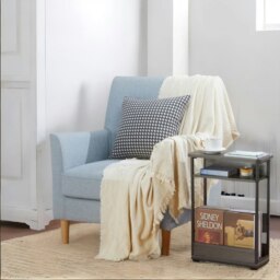 Rackhams Industrial Rustic 3 Tier Side Table With Magazine Rack Grey - thumbnail 2