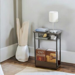 Rackhams Industrial Rustic 3 Tier Side Table With Magazine Rack Grey - thumbnail 4