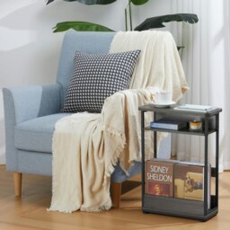 Rackhams Industrial Rustic 3 Tier Side Table With Magazine Rack Grey - thumbnail 6