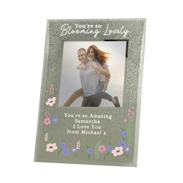 Rackhams Personalised Blooming Lovely 6x4 Glitter Photo Frame - image 1
