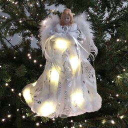 Rackhams 30cm Premier Lit Angel Christmas Tree Topper with Warm White LEDs