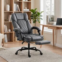 Rackhams Home Office Chair Reclining Function High Back - Grey - thumbnail 1