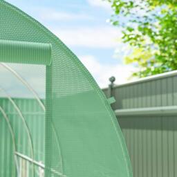 Rackhams 3.5 x 2m Walk-In Polytunnel Greenhouse, with Steel Frame, PE Cover, Roll-Up Door and 6 Windows, Green - thumbnail 6