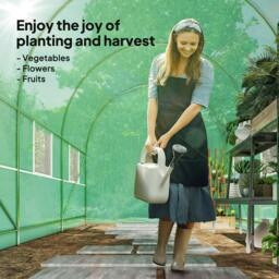 Rackhams 3.5 x 2m Walk-In Polytunnel Greenhouse, with Steel Frame, PE Cover, Roll-Up Door and 6 Windows, Green - thumbnail 5