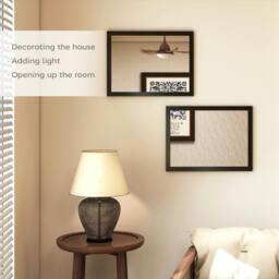 Rackhams 30 x 40 cm Wall Bathroom Mirror, Vanity Mirror, Set of 2 - Black - thumbnail 4