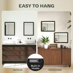 Rackhams 30 x 40 cm Wall Bathroom Mirror, Vanity Mirror, Set of 2 - Black - thumbnail 5