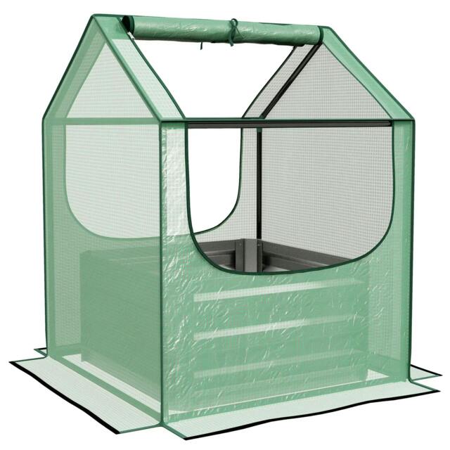 Rackhams 61 x 61cm Garden Planter Bed, with Cover - Green and Silver - image 1
