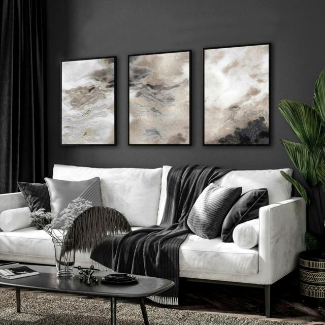 Rackhams Home decor items - set of 3 Neutral wall art prints - 16 x 22 inches / 40.65 cm x 56 cm - Polyester Canvas 260 gsm - Canvas wrapped - image 1