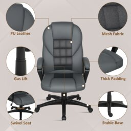 Rackhams Executive Office Chair with High Back, Computer Chair, Charcoal Grey - Charcoal grey - Yes - Executive office chair - thumbnail 4