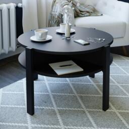 Rackhams Tobago Round Coffee Table with Open Shelf in Black - 45.5 x 74.4 x 74.4 cm - 1 - Wood - thumbnail 1