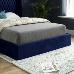 Rackhams Rana Curved Top Winged Upholstered Soft Velvet Bed Frame - Blue - Pink - Small double - thumbnail 4