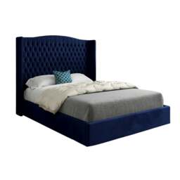 Rackhams Rana Curved Top Winged Upholstered Soft Velvet Bed Frame - Blue - Pink - Small double - thumbnail 6