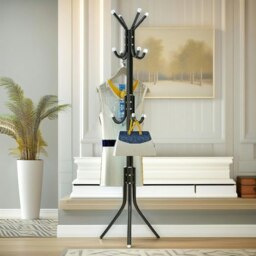 Rackhams Metal Hallway Coat Stand With 12 Hooks Black - thumbnail 2