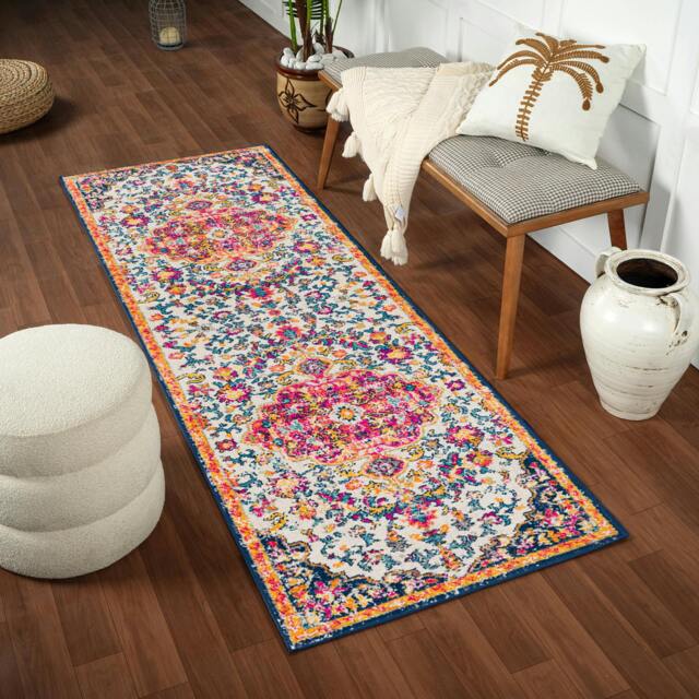 Rackhams Floransa-Vintage Orange Yellow Blue Beige Traditional Boho Rug - 80 x 220 cm - image 1