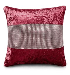Rackhams Luxury Crushed Velvet Diamonte Detail Cushion - 43cm x 43cm - Silver - thumbnail 3