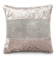 Rackhams Luxury Crushed Velvet Diamonte Detail Cushion - 43cm x 43cm - Silver - thumbnail 4