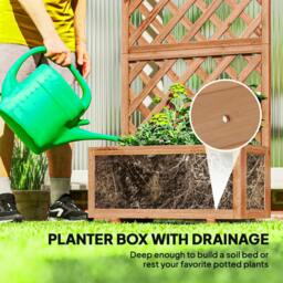 Rackhams 72.5 x 31.5 x 149.5 cm 45L Garden Wooden Pine Trough Planter with Topped Trellis Climbing Plants Flower Raised Bed, Orange - thumbnail 5