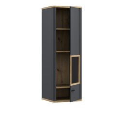 Rackhams Klara Display Cabinet with 1 Glass Door in Grey and Oak - Full Assembly Required - Grey & Oak - Matt - thumbnail 3