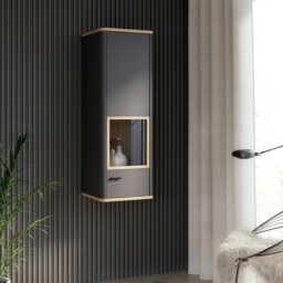 Rackhams Klara Display Cabinet with 1 Glass Door in Grey and Oak - Full Assembly Required - Grey & Oak - Matt - thumbnail 6