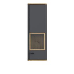 Rackhams Klara Display Cabinet with 1 Glass Door in Grey and Oak - Full Assembly Required - Grey & Oak - Matt - thumbnail 2