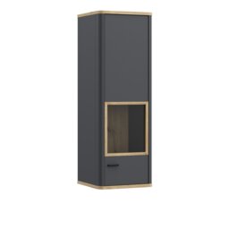 Rackhams Klara Display Cabinet with 1 Glass Door in Grey and Oak - Full Assembly Required - Grey & Oak - Matt