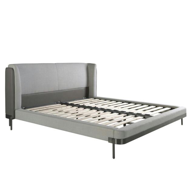 Rackhams Light Grey Fabric and Dark Grey Leatherette Bed 7156 - image 1