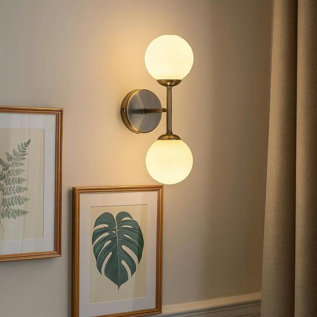 Rackhams Lior 2-Light Antique Brass Wall Light - image 1