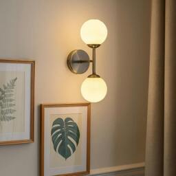 Rackhams Lior 2-Light Antique Brass Wall Light