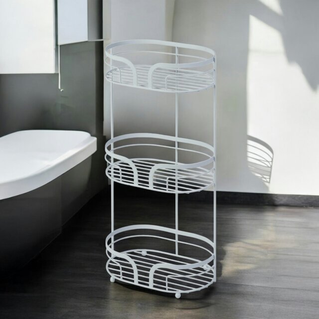 Rackhams Dante White Freestanding Bathroom Floor Shower Caddy - image 1