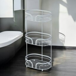 Rackhams Dante White Freestanding Bathroom Floor Shower Caddy - thumbnail 1
