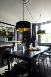 "Rackhams Jet Black Cotton Lampshade with Gold Foil Lining - 30cm Diameter x 20cm Height / (12"" x 8"")" - thumbnail 3