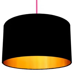 "Rackhams Jet Black Cotton Lampshade with Gold Foil Lining - 30cm Diameter x 20cm Height / (12"" x 8"")" - thumbnail 5