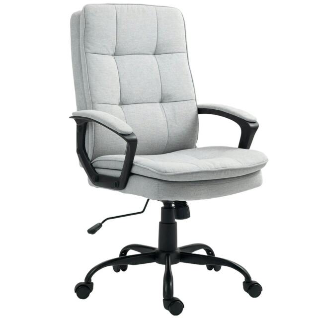 Rackhams Linen-Look Double-Padded Office Chair - Grey